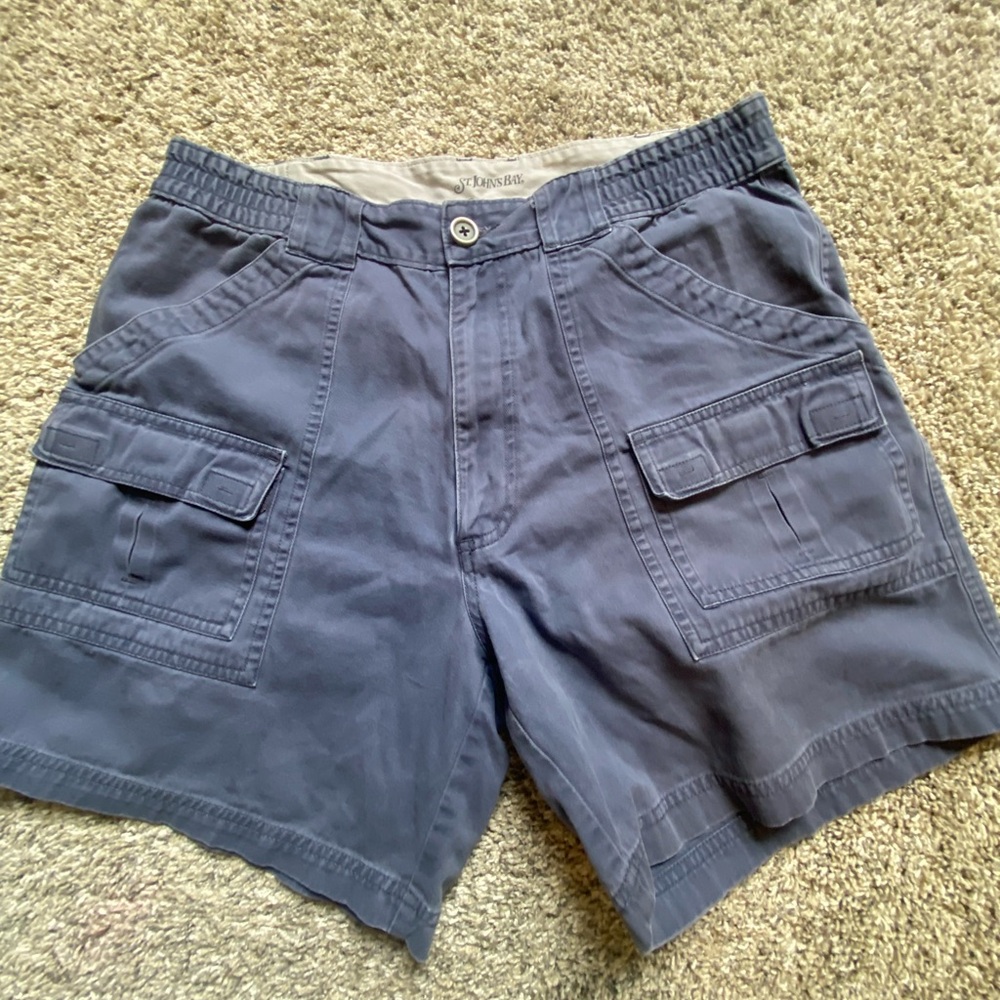 St. John's Bay Blue Cargo Shorts Cotton Blend